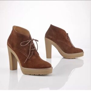 POLO Ralph Lauren dark brown chocolate Suede Boots bootie Lace up